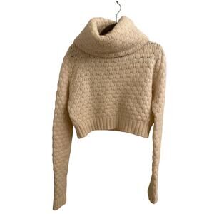 COS 100% Wool Chunky Knit Cropped Turtleneck Sweater S Minimalist Scandi Boho